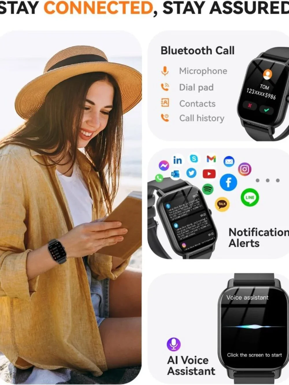 Waterproof Fitness Tracker Smart Watch for Men & Women, Activity & Sleep Monitor